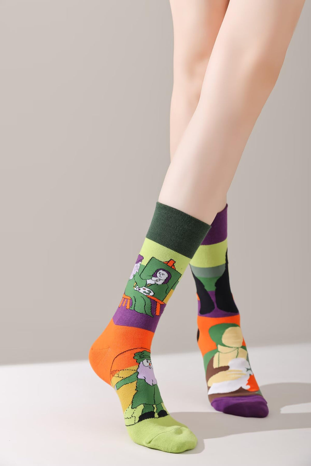 Da Vinci and Mona Lisa Cute Cotton Crew Socks - Soft Above Ankle Sock Gifts